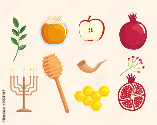 shana tova set icons photo