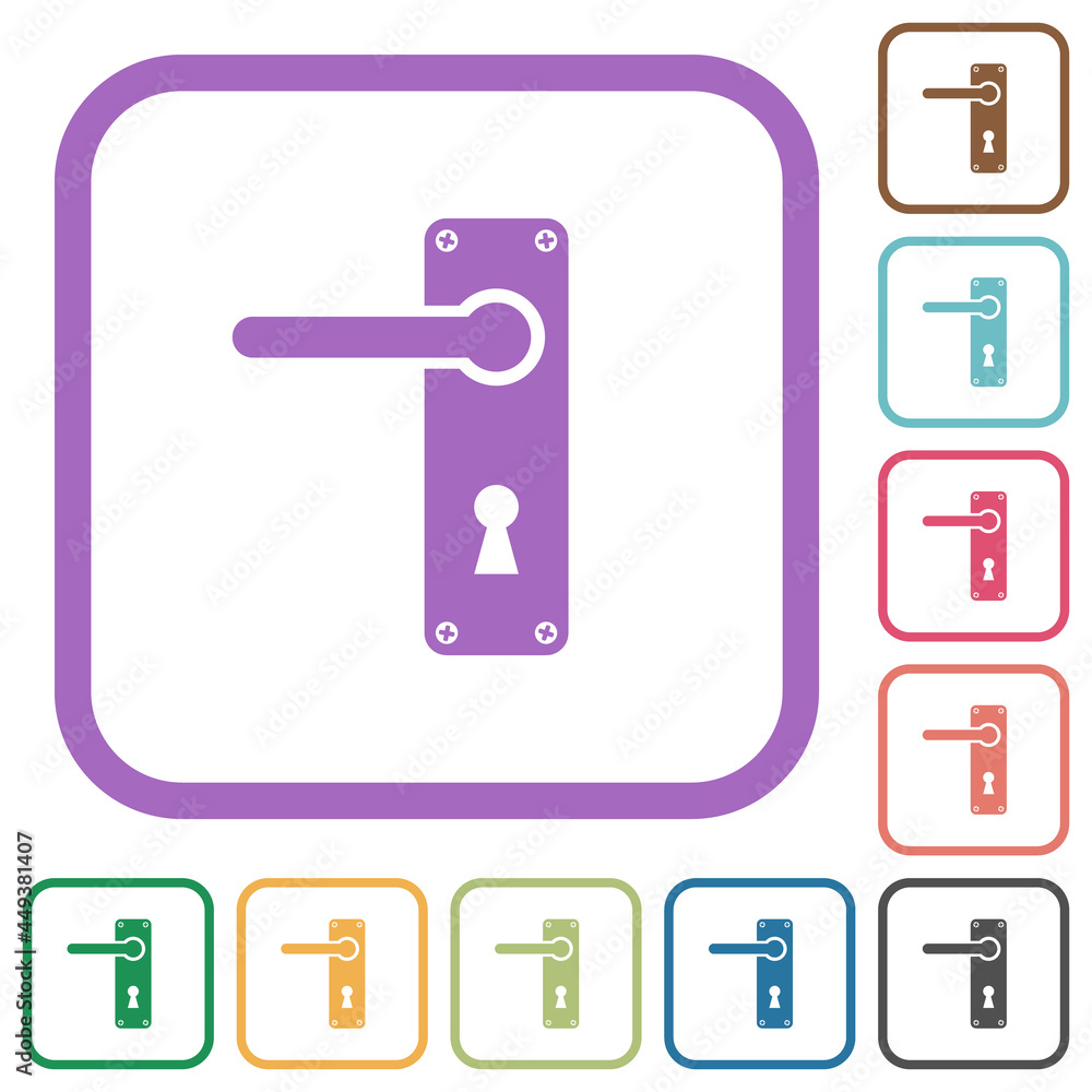 Left handed door handle with screws simple icons Left handed door handle with screws simple icons