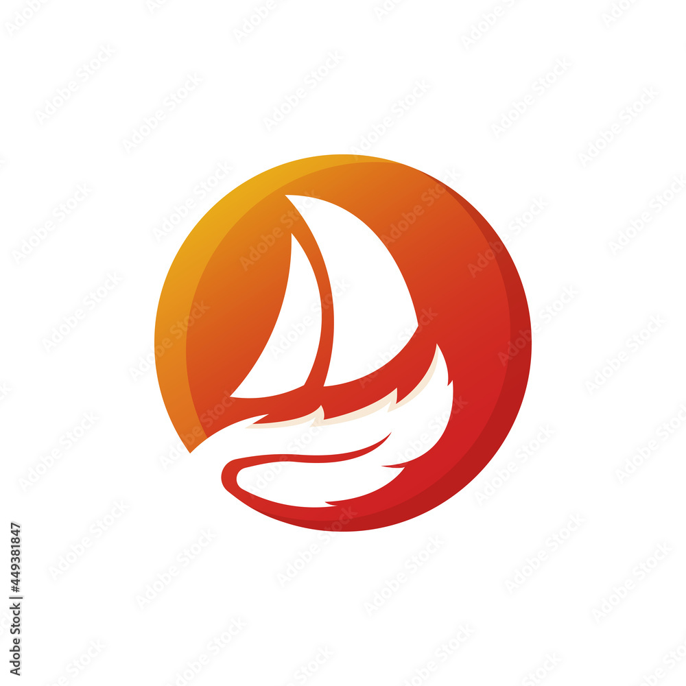 Simple Sailboat dhow ship logo design