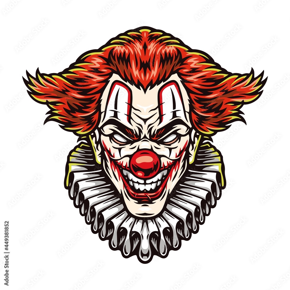 Colorful concept of scary clown head Colorful concept of scary clown head