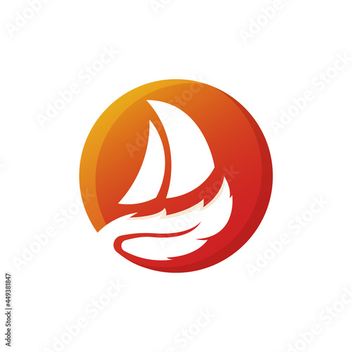 Simple Sailboat dhow ship logo design