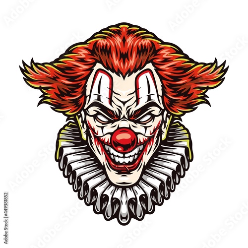 Colorful concept of scary clown head Fototapet