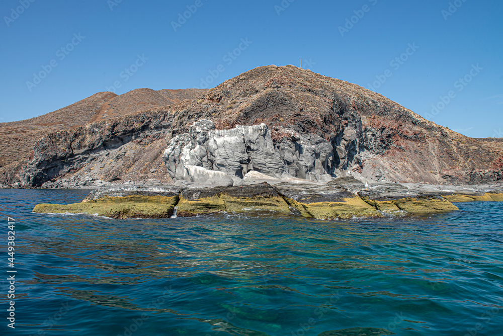 Volcanic mountains in the Sea of Cortes, nature of Coronado Island in Loreto Baja California Sur. Mexico