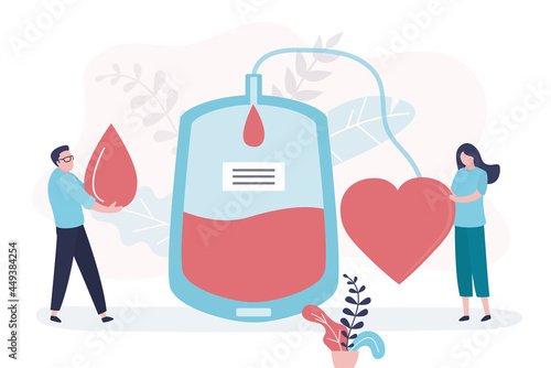 Volunteer goes to donate plasma to nurse. Concept of blood bank, charity and hematology