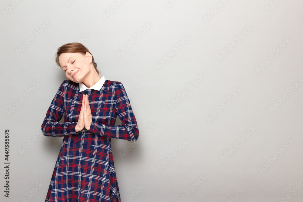 Portrait of happy dreamy girl imagining something pleasant in mind Portrait of happy dreamy girl imagining something pleasant in mind