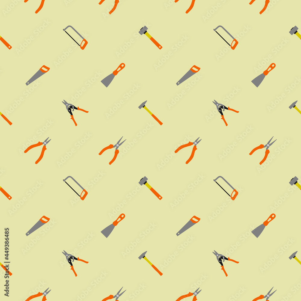 Seamless pattern on the theme of construction tools. Flat style. Vector illustration. Seamless pattern on the theme of construction tools. Flat style. Vector illustration.