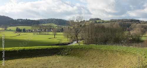 Typical countryside of dutch Zuid Limburg, with rolling hills in The Netherlands photo