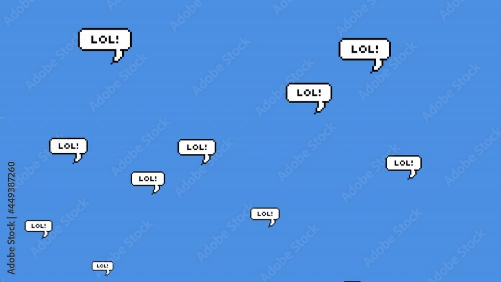 Digital animation of lol text on multiple speech bubbles floating against blue background Digital animation of lol text on multiple speech bubbles floating against blue background