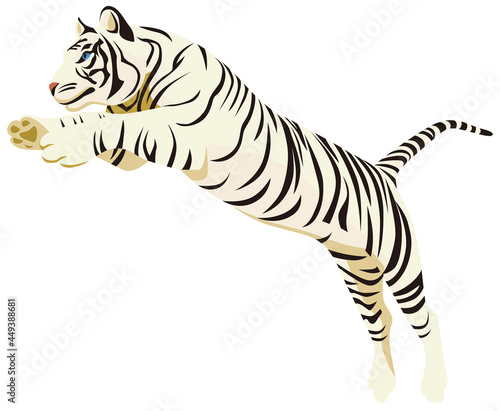 ジャンプする虎（白色）
