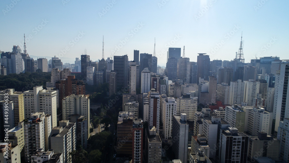 Aerial view of the Jardim Paulista region. Paulista Towers and many buildings in the background