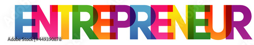ENTREPRENEUR word vector illustration. Colored rainbow text. Vector banner. Corporate concept. Gradient Text. Transparency Letters. Vector illustration