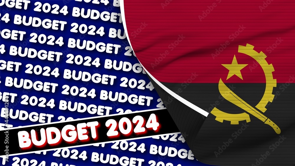 Angola Realistic Flag with Budget 2024 Title Fabric Texture Effect 3D Illustration Angola Realistic Flag with Budget 2024 Title Fabric Texture Effect 3D Illustration