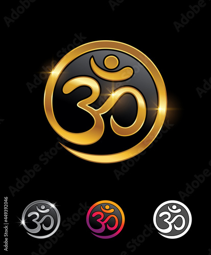 Golden Circle Aum Om Ohm Symbol