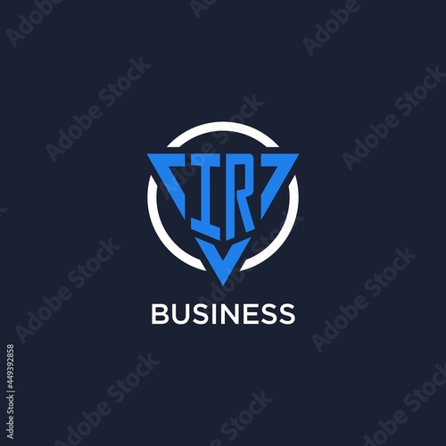 IR monogram logo with triangle shape and circle design elements
