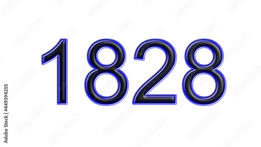 blue 1828 number 3d effect white background blue 1828 number 3d effect white background