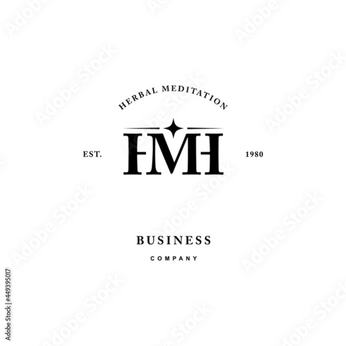 Vintage luxury Monogram Initials Letter H M, MH or HM premium luxury logo design inspiration. letter icon logo design