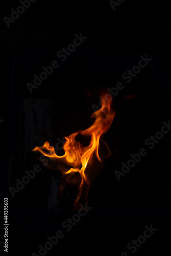 Fire Flames Isolated On Black Background