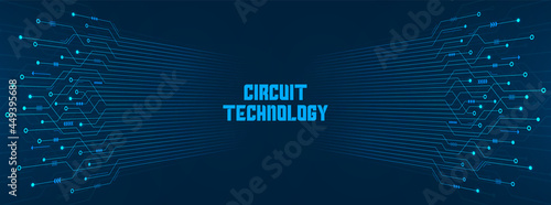 Abstract Technology Background, blue circuit board pattern, microchip, power line, blank space