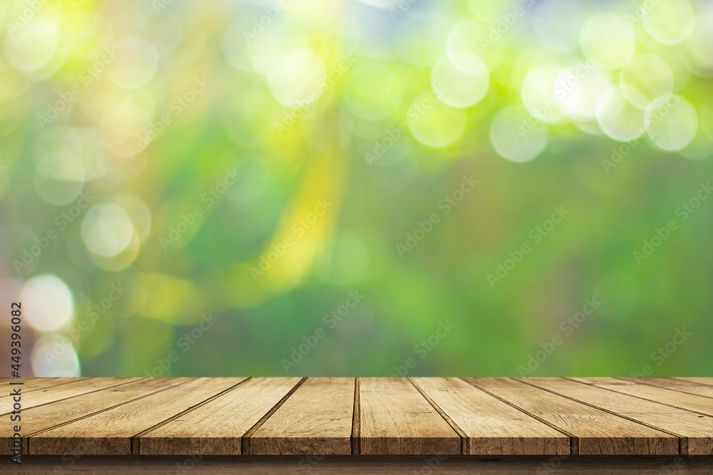 Wooden table with bokeh background Wooden table with bokeh background