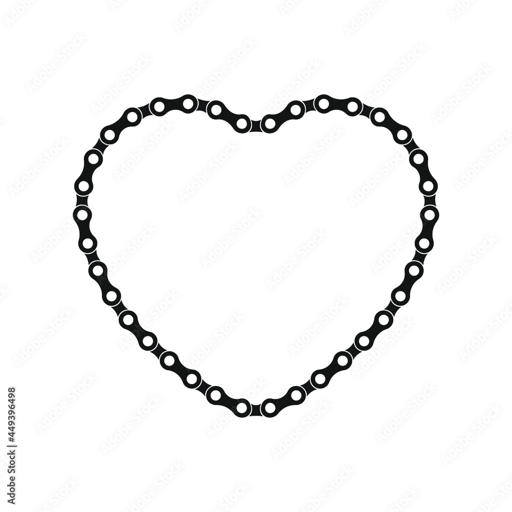 Heart frame, bicycle chain closed, love, vector flat illustration, silhouette
Heart frame, bicycle chain closed, love, vector flat illustration, silhouette