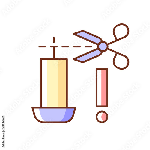 Trimming candle wick RGB color manual label icon. Preventing large, uneven flame. Control melted wax amount. Isolated vector illustration. Simple filled line drawing for product use instructions