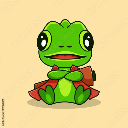 Chameleon ninja mascot character logo design vector illustration