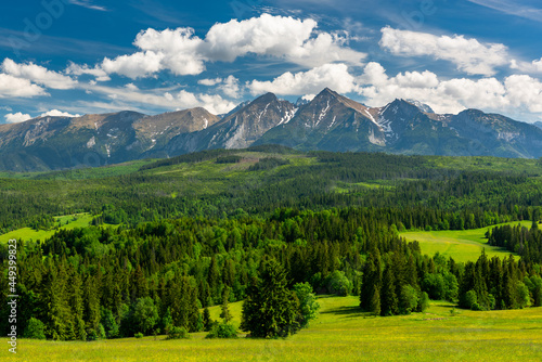 Panoramic View over Lapszanka Valley and High Tatras Mountains in Poland