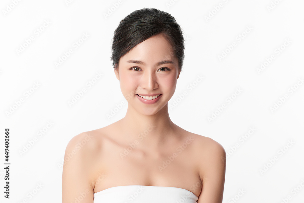 Beautiful young asian woman with clean fresh skin on white background, Face care, Facial treatment, Cosmetology, beauty and spa, Asian women portrait. Beautiful young asian woman with clean fresh skin on white background, Face care, Facial treatment, Cosmetology, beauty and spa, Asian women portrait.