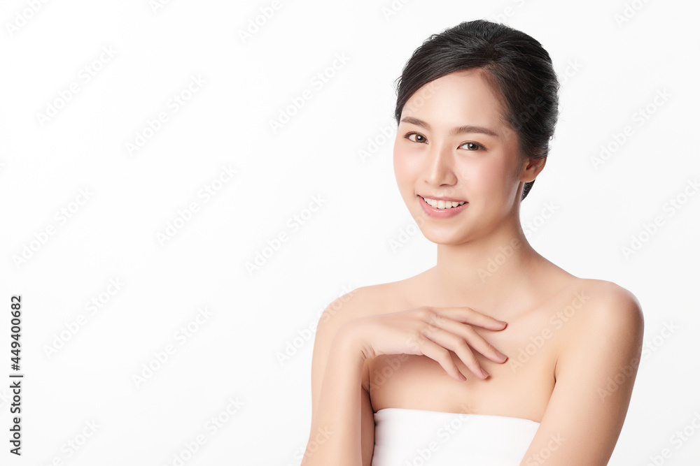 Beautiful young asian woman with clean fresh skin on white background, Face care, Facial treatment, Cosmetology, beauty and spa, Asian women portrait. Beautiful young asian woman with clean fresh skin on white background, Face care, Facial treatment, Cosmetology, beauty and spa, Asian women portrait.