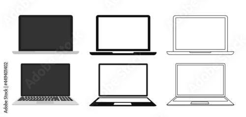 Laptop icons set pictogram illustration on white background.
