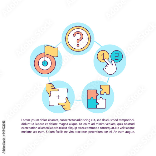 Productivity in work concept line icons with text. PPT page vector template with copy space. Brochure, magazine, newsletter design element. Problem solving skills linear illustrations on white