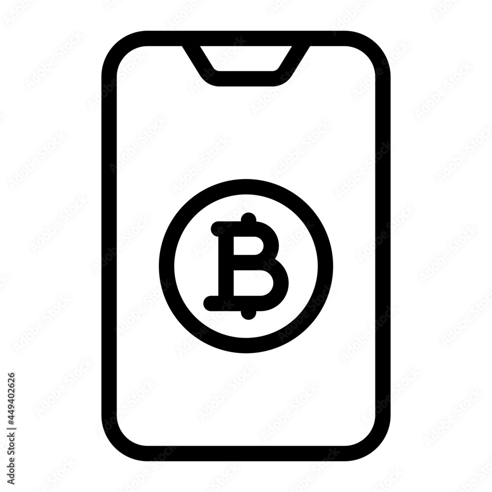 bitcoin smartphone line icon bitcoin smartphone line icon