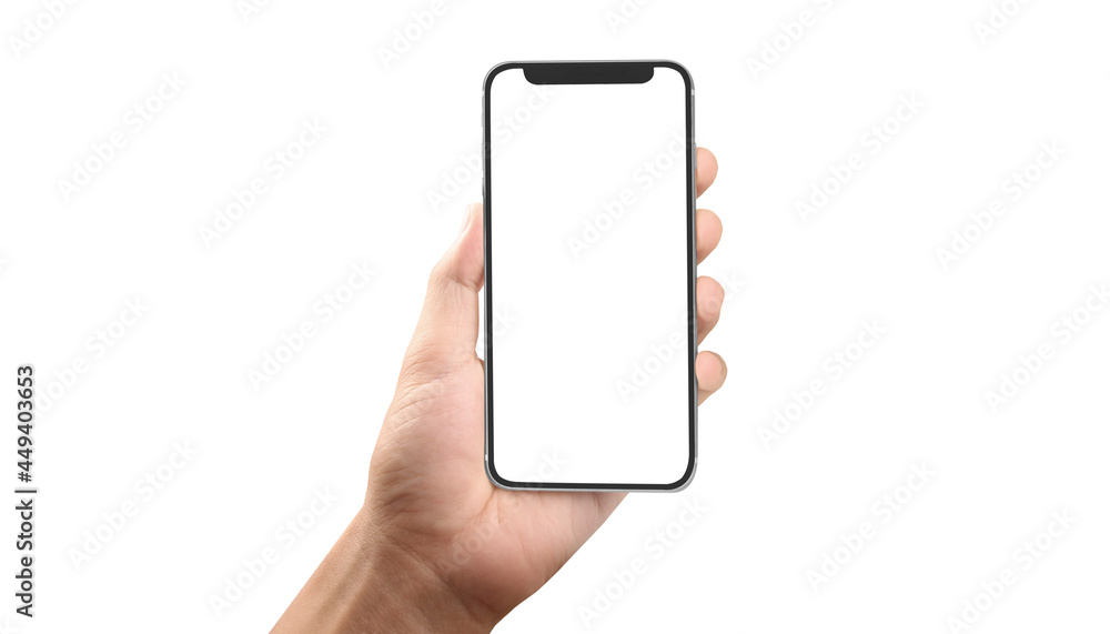 Hand holding smartphone device Hand holding smartphone device
