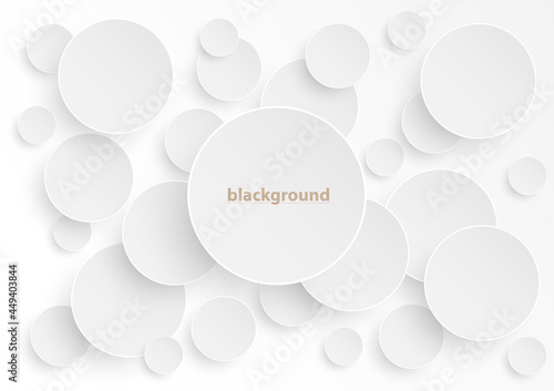 White frame paper cut circle and 3d square card drop shadow abstract background.Vector business presentation office online.