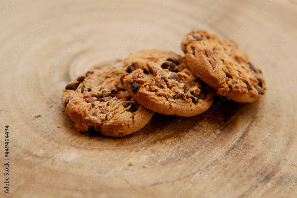Some food in a wood background. Cookies. 