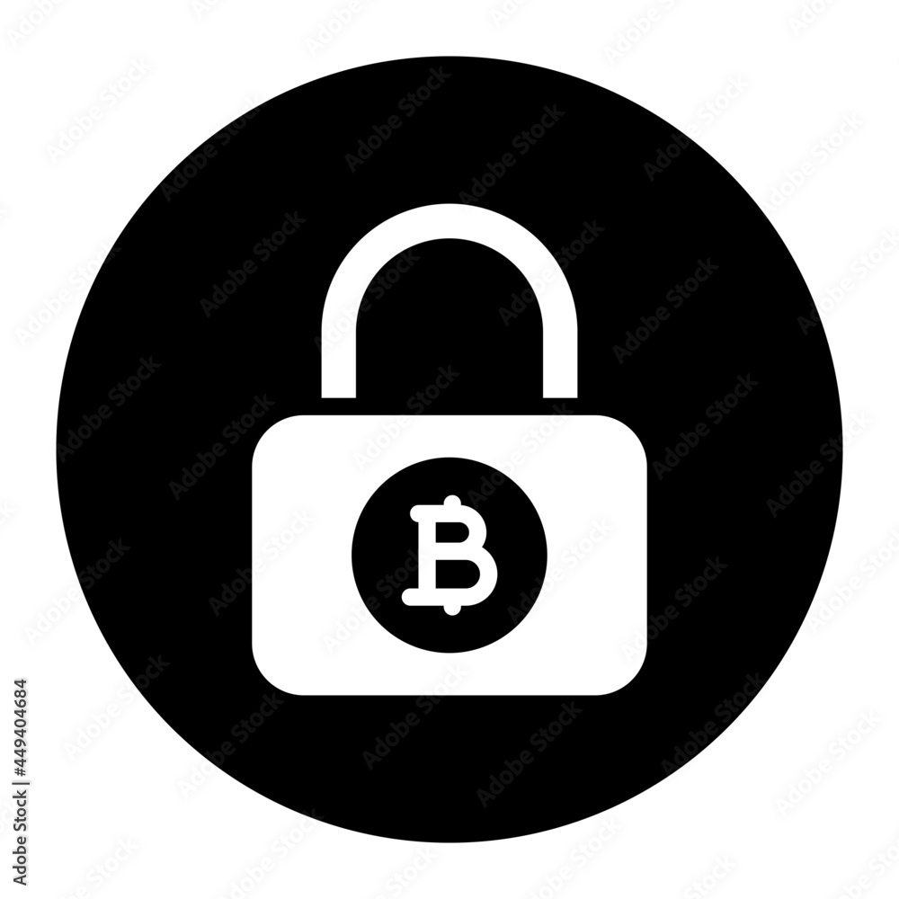 lock bitcoin circular glyph icon lock bitcoin circular glyph icon