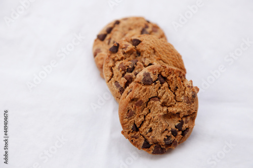 Some food in a white background.  Cookies. 