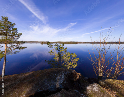 The view over the lake Rymmen at the Högakull natural reserve in Värnamo, Sweden photo