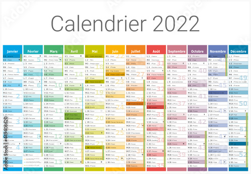 Calendrier 2022 12 mois au format 650 x 450 mm entièrement modifiable via calques photo