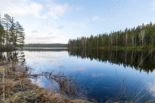 Fototapeta Naklejka Na Ścianę i Meble -  The panoramic view over the lake Töllstorp in Gnosjö, Sweden