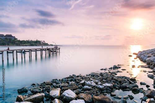 dock and pier at sea in twilight long exposure © Teerayut