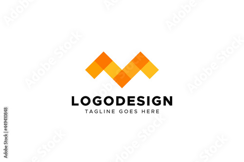 Free Download Simple Initial Letter M Logo. Yellow Geometric Shapes isolated on White Background. Flat Vector Logo Design Template Element usable for Business and Building Logos. - GFXLoad