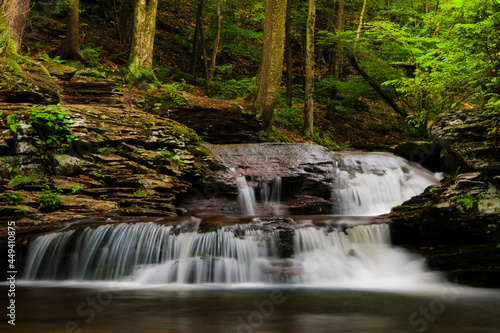 Cascading waterfall at Ricketts Glen State Park  Pennsylvania