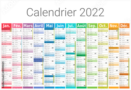Calendrier 2022 12 mois au format 650 x 450 mm entièrement modifiable via calques