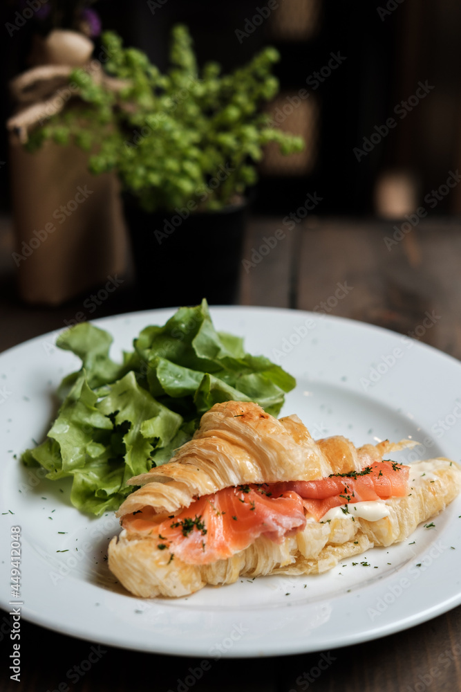 croissant with fresh salmon croissant with fresh salmon
