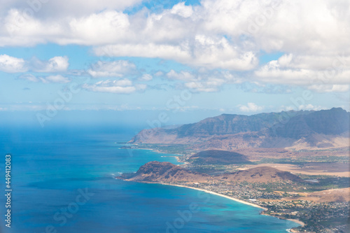 An aerial view of Oahu