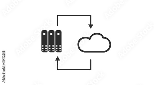 Server and Cloud Icon. Vector editable illustration of a digital cloud and a server