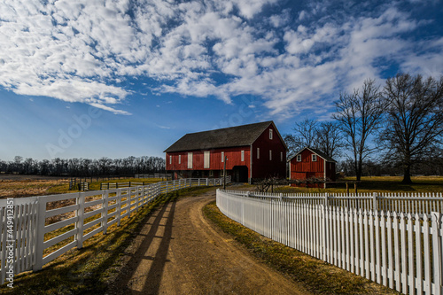 Canvas Print Photo of Battlefield Barns under a winter sky, Gettysburg National Military Park