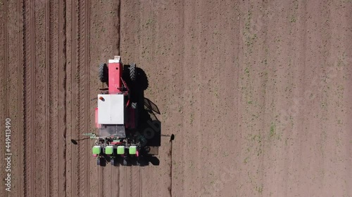 A bird's eye view of a tractor in operation