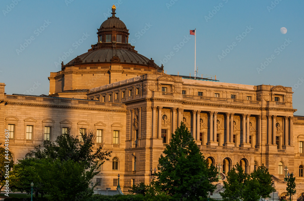 Photo of the Thomas Jefferson Building at Dusk, Library of Congress, Washington, DC USA